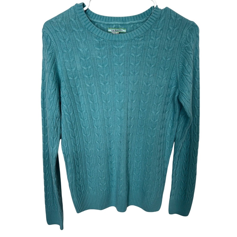 G.H. Bass & Co Super Soft Turquoise Cable Knit Sweater Women's Size Medium - Picture 1 of 4